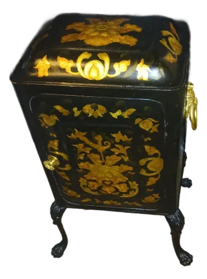 Antique Regency Early 19th Century Floral Toleware Rococo Chinoiserie Plate Warmer Cabinet