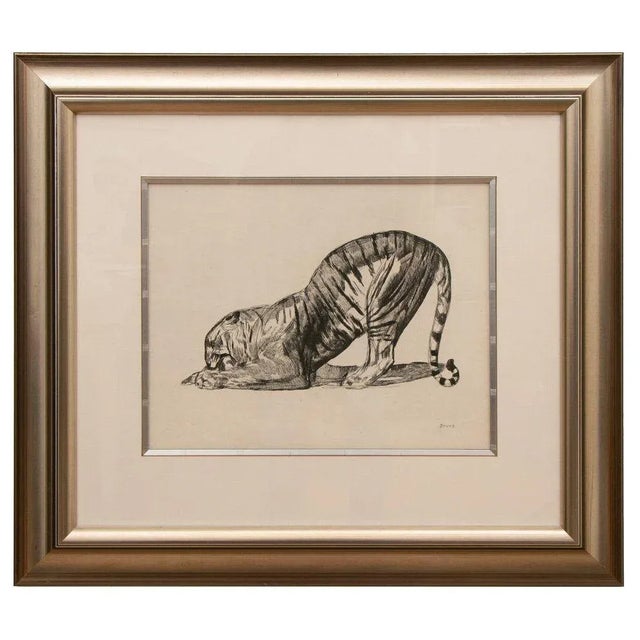 White Art Deco Tiger Lithograph by Paul Jouve, 1920s For Sale - Image 8 of 8