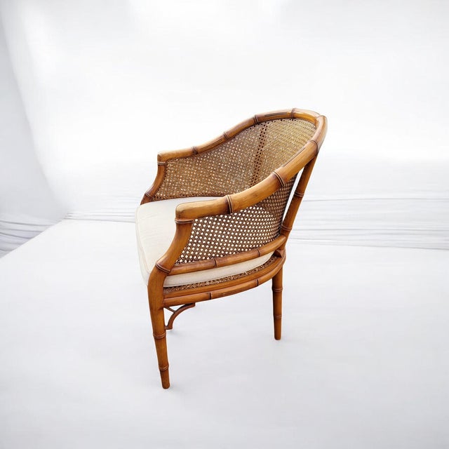 Mid-Century Modern Hollywood Regency Faux Bamboo Cane Lounge Chair, 1950s For Sale - Image 9 of 17