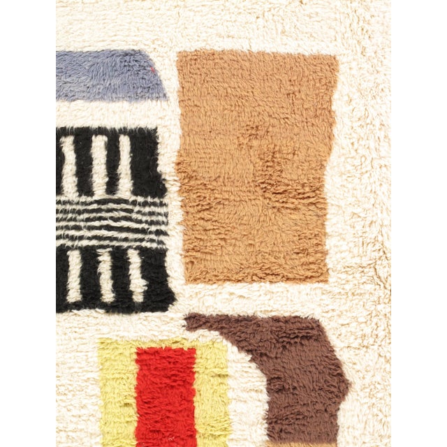 Vintage Moroccan Rug by Berber Tribes of Morocco, Cream Color, Red, Blue, Gray For Sale - Image 4 of 11