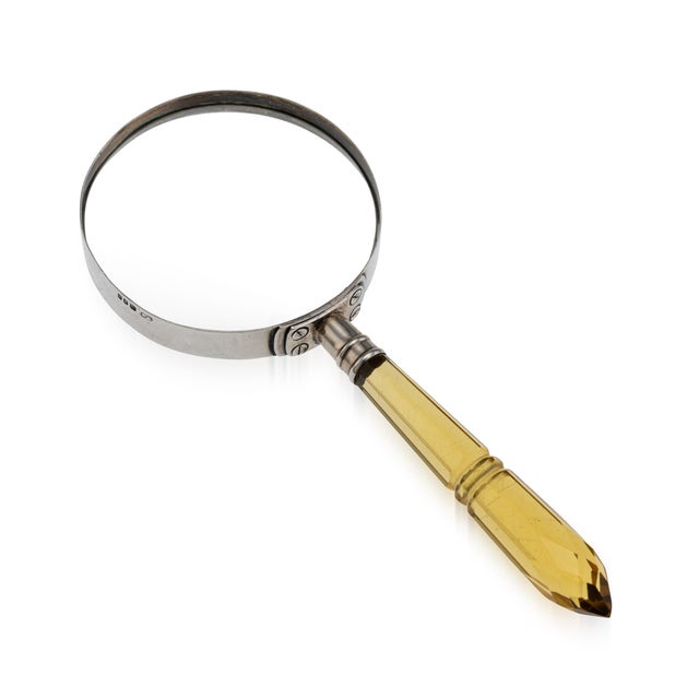 Antique English Silver and Amber Glass Magnifying Glass, 1910 For Sale - Image 12 of 12