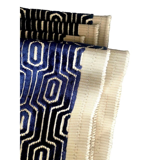Art Deco Art Deco/Geometric Cut Velvet Fabric Remnant After Schumacher, 4.8 Yards For Sale - Image 3 of 15