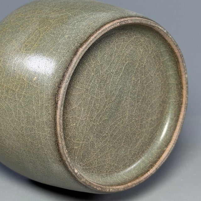 Antique Chinese Official‑Style Celadon Disk‑Mouth Vase For Sale - Image 6 of 7