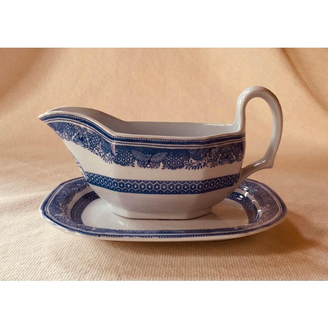 Copeland Spode Heritage Pattern Sauce Boat With Undertray - Chinoiserie Blue & White With American Eagle For Sale - Image 10 of 12