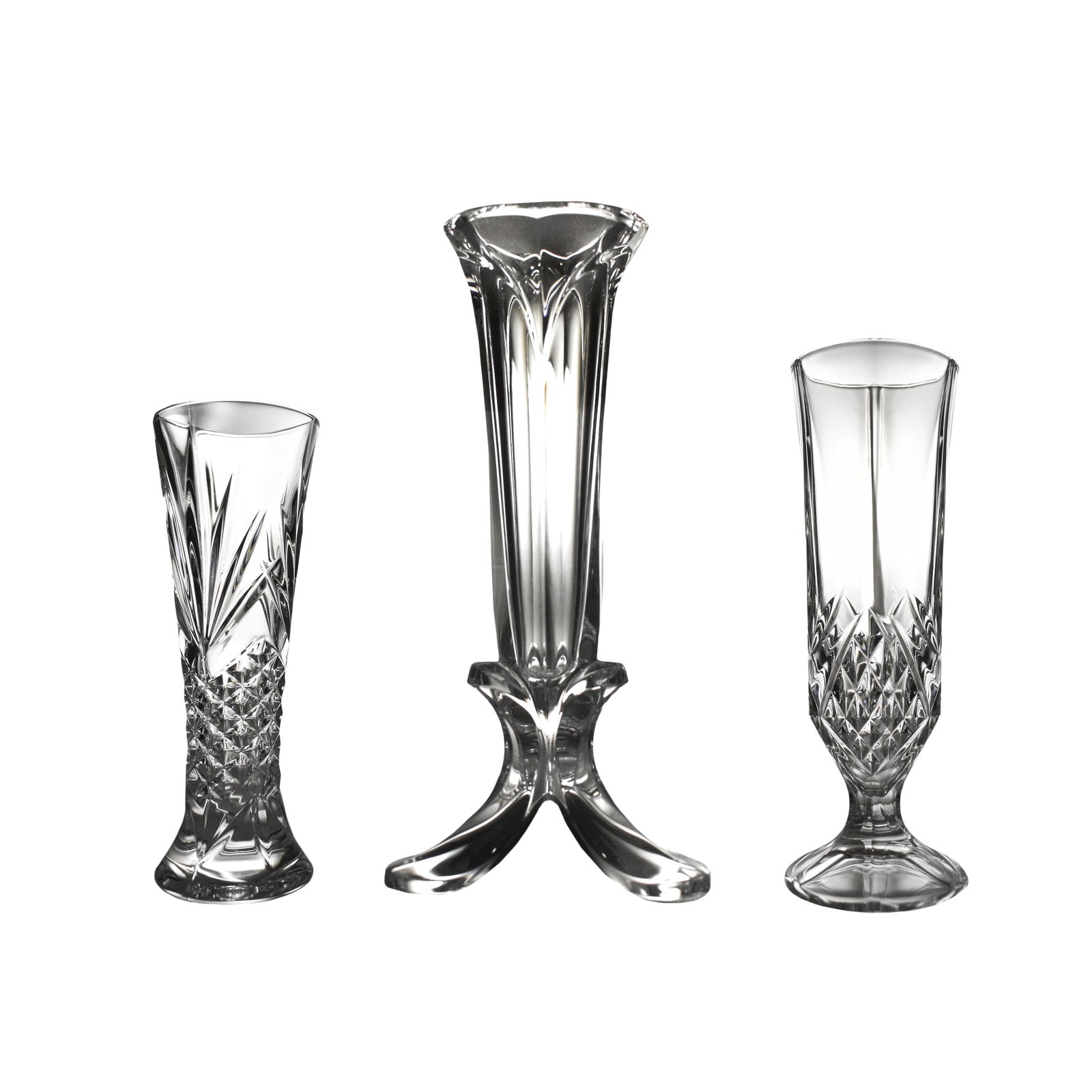 Vintage Cristal d'Arques Genuine Lead Crystal France Bud Vase Set of 3