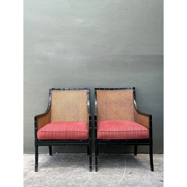Vintage Carved Bamboo Cane Lounge Chairs - A Pair For Sale In West Palm - Image 6 of 12