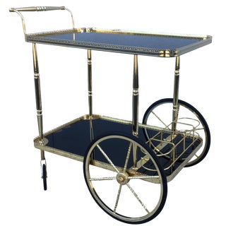 1960s French Brass Bar Cart For Sale