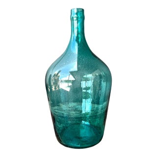 Vintage Teal Glass Demijohn For Sale