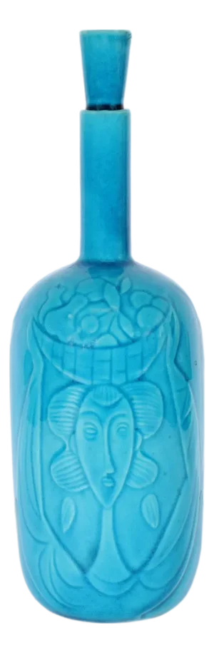 Rörstrand Sweden Blue Ceramic Bottle With Stopper