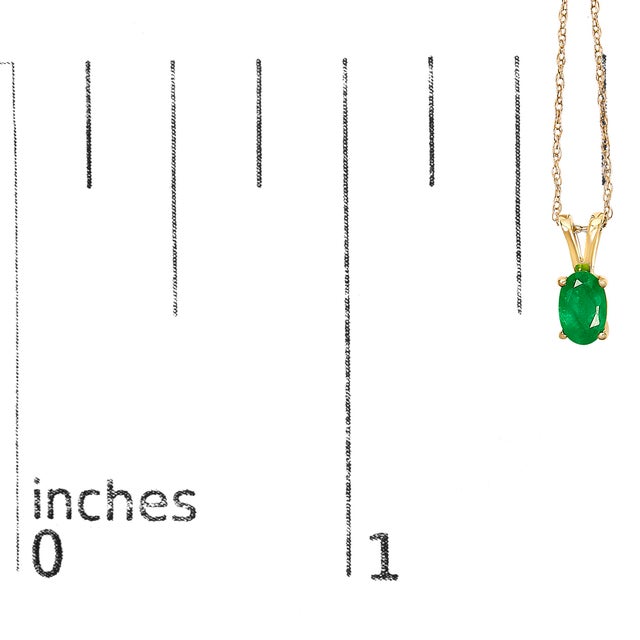 Early 21st Century 14K Yellow Gold Oval Green Emerald Solitaire Pendant Necklace - 18" Inches For Sale - Image 5 of 5