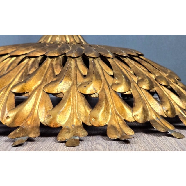 1950s Gold Metal Tole Sunburst Shade for Ceiling Light Fixture, Made in Italy For Sale - Image 10 of 18
