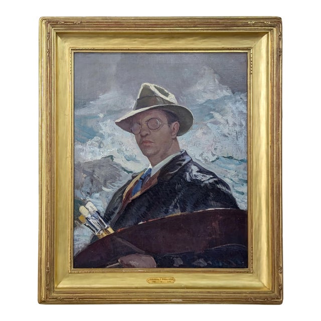 American Impressionist "Self-Portrait" Painting of Monhegan Island Maine Coast ByAbraham Jacob Bogdanove, 1930 For Sale