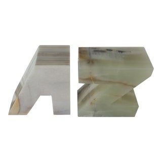 Onyx Modern A & Z Bookends - a Pair For Sale