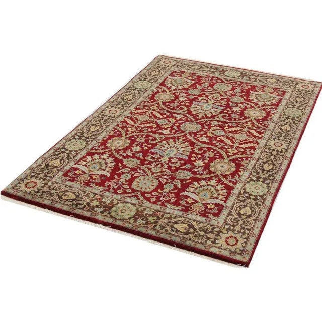 Handwoven Sarouk Farahan Style Area Rug 4’0″ X 6’0″ For Sale - Image 4 of 8