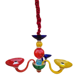 Vintage Italian Murano Glass Multi Color Three Arm Chandelier