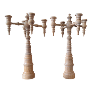 Pair of Dunes and Duchess 4-Arm Classic Candelabra in Limed Finish