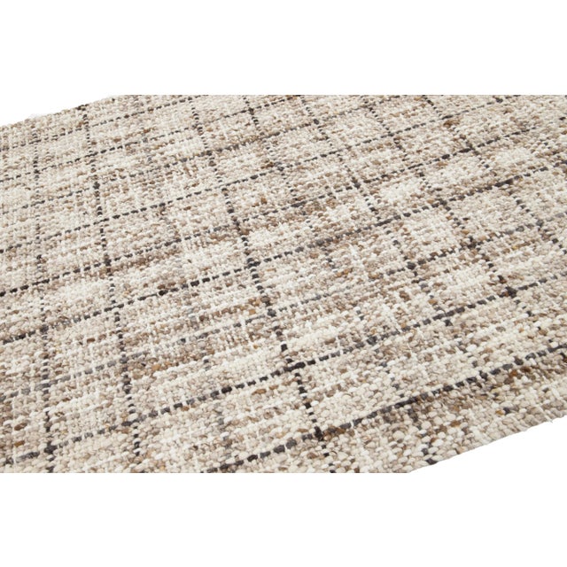 Contemporary Felted Handmade Wool Rug in Brown by Apadana For Sale In New York - Image 6 of 10