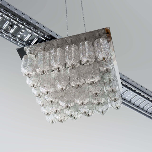 1970s Large Vintage Ceiling Light with 32 Textured Glass Elements by J. T. Kalmar for Stölzle, 1970s For Sale - Image 5 of 11