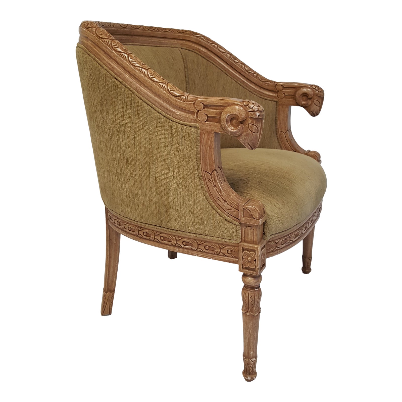 Rams Head Barrel Back Bergere Chair Chairish