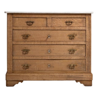 19th Century Oak Chest Of Drawers With Marble Top For Sale