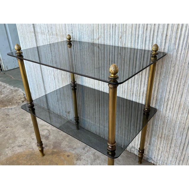 Early 20th Hollywood Regency Bronze Cocktail Table with Smoked Glass For Sale - Image 11 of 18
