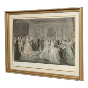 Antique 'Lady Washington's Reception Day' Engraving, Custom Framed
