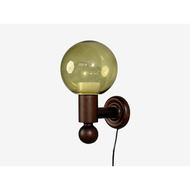 Amber 1960s Luxus Vittsjö, Impressive Wall Sconces, Dark Pine, Tinted Glass - Pair For Sale - Image 8 of 12