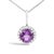 Contemporary 10K White Gold Purple Amethyst and 1/10 Cttw Diamond Accent Halo Pendant Necklace For Sale - Image 3 of 5