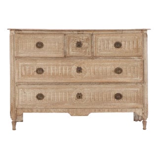 A French Neoclassical White Washed and Carved Oak Commode, C. 1850. For Sale