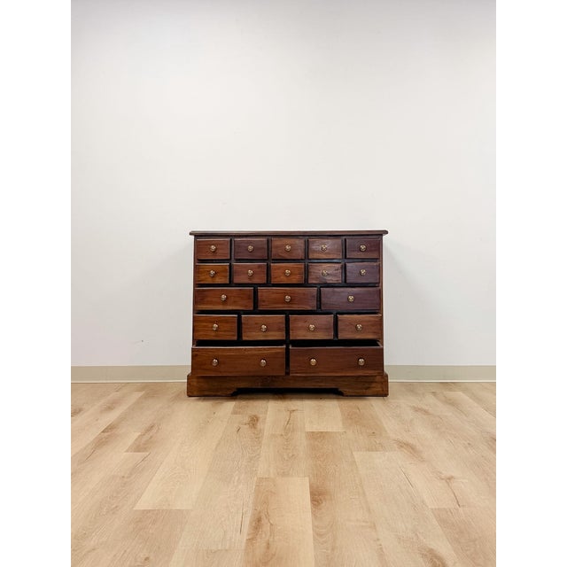 Wood Vintage Apothecary Cabinet Handmade Nineteen Drawer Wood Storage Rustic Rare For Sale - Image 7 of 13