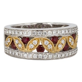 Late 20th Century Ruby & DIamond Band, Size 5 For Sale