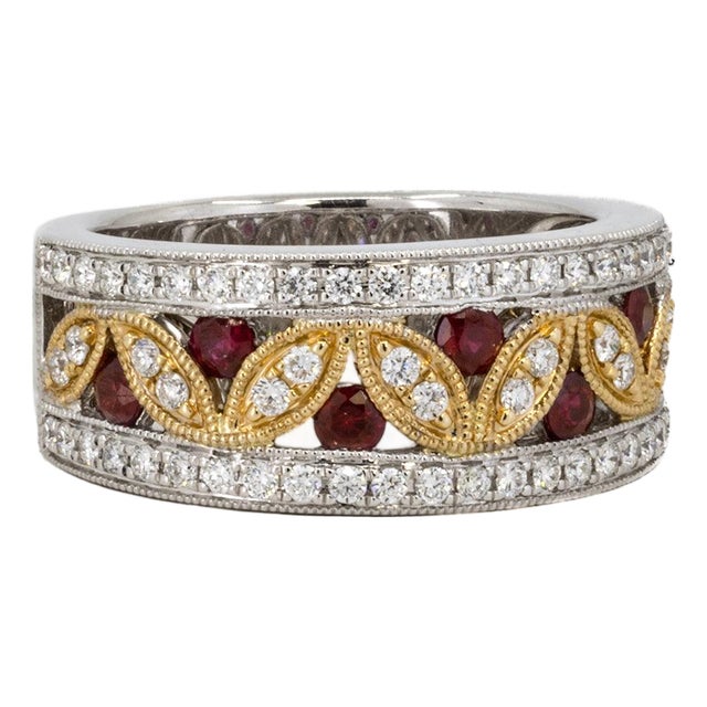 Late 20th Century Ruby & DIamond Band, Size 5 For Sale