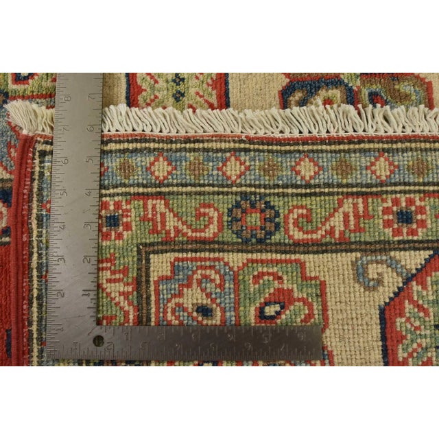 Kazak Rug 5’1” X 6’9” Red Wool Tribal Hand-Knotted Carpet For Sale - Image 12 of 12