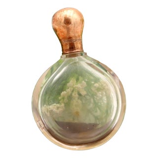 Oval Glass Perfume Bottle with Gold Cap For Sale