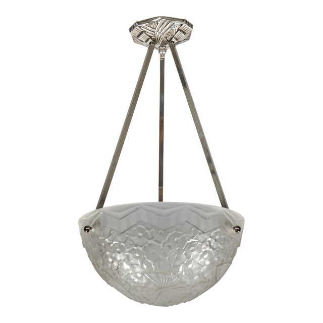 French Art Deco Pendant Light by Hettier & Vincent 1930 France - 2 Available For Sale
