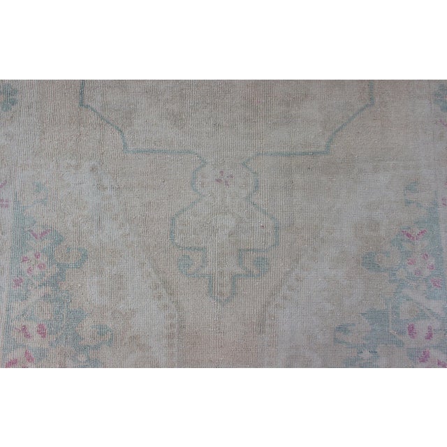 Mid 20th Century Vintage Turkish Oushak Rug in Pale Blue, Taupe and Soft Pastel Tones For Sale - Image 5 of 12