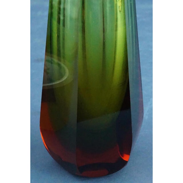 Vintage Green and Red Sommerso Glass Vase from WMF Ikora Krystall, German, 1960s For Sale - Image 14 of 18
