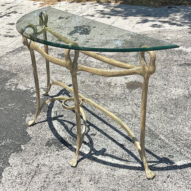 Late 20th Century Late 20th Century Vintage Regency Gilt Swan Console Table For Sale - Image 5 of 5