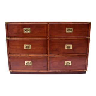 1980's Campaign Style Bachelor Chest of Six Drawers For Sale