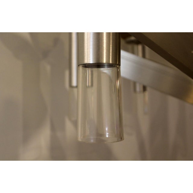 1970s 1970s Large Mid Century Modern Smoked Glass & Metal & Walnut Chandelier in Sonneman Style For Sale - Image 5 of 7