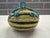 Vintage Italian Majolica Melon Tureen With Lid Hand Painted Ceramic Serving Bowl with Turquoise Vine & Leaf Detail For Sale In Houston - Image 6 of 8