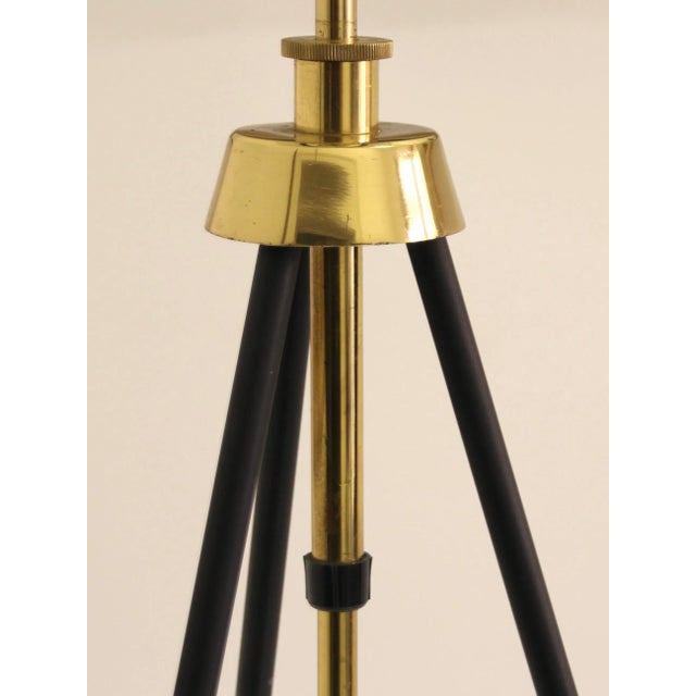 Tripod Height-Adjustable Floor Lamp with Toroidal Pleated Shade, 1950s For Sale - Image 9 of 12
