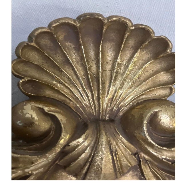 1950 Hollywood Regency Style Plaster Gold Tone Wall Mirror. The mirror is glued in.