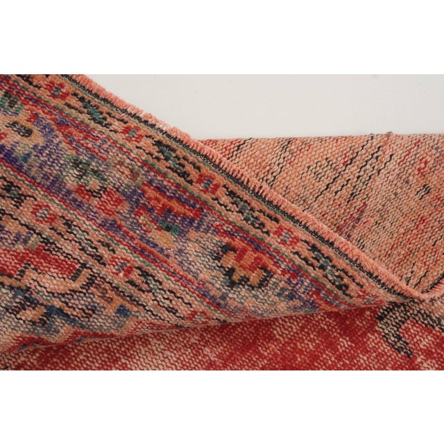 1970s Vintage Turkish Handmade Wool Cotton Red Area Rug For Sale - Image 10 of 12