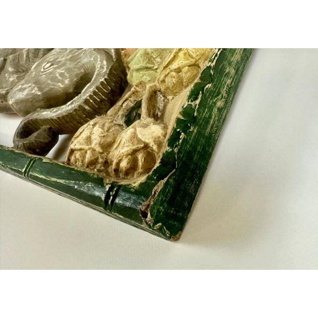 Thai Hand-Painted Wooden Elephant Wall Relief, 1960s For Sale - Image 3 of 11