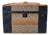 Late 19th Century Victorian Dome-Top Steamer Trunk - Blue & Gold Floral Embossed Tin For Sale