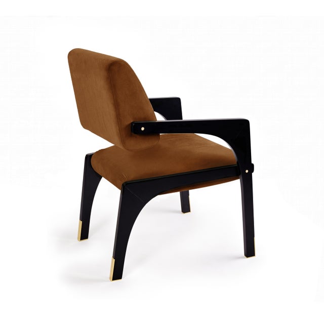Arches Dining Chair in Camel Cotton Velvet from Insidherland For Sale - Image 4 of 8