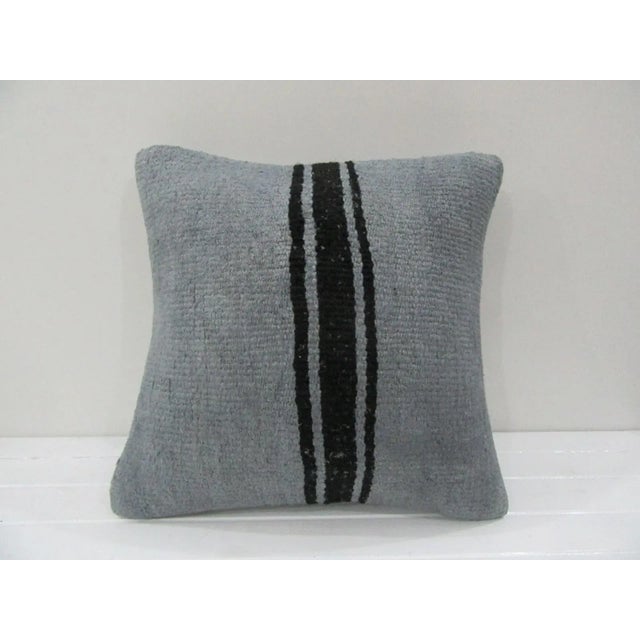 Handmade Striped Gray Turkish Kilim Pillow Cover For Sale - Image 4 of 4