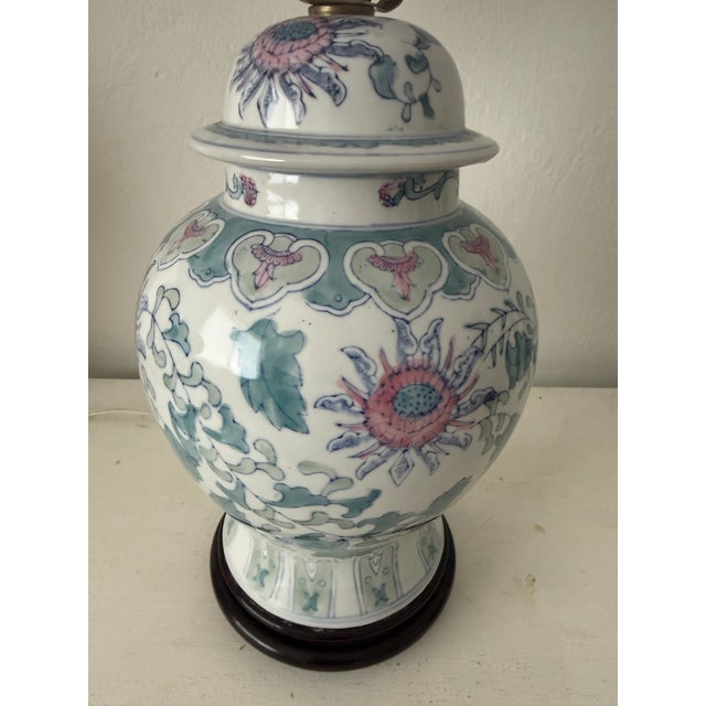 Ceramic Chinoiserie Pastel Palette Lamp For Sale - Image 7 of 8