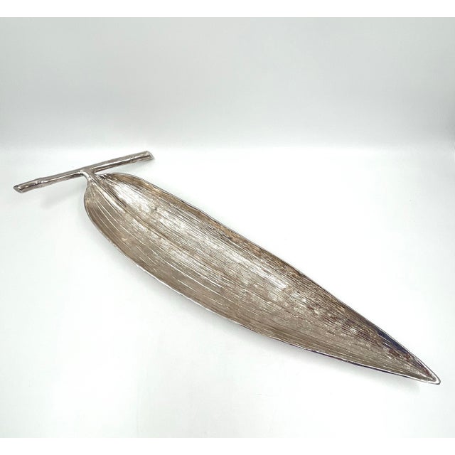Silver Michael Aram Nickel-Plated Bamboo Leaf Tray For Sale - Image 8 of 12